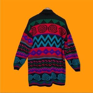 Vintage YarnWorks Vibrant Geometric Cardigan Sweater Farm Rio Vibes M